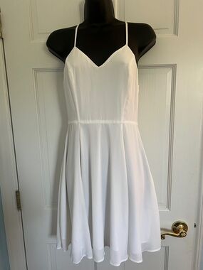 Express White Spaghetti-Strap Skater Mini Dress